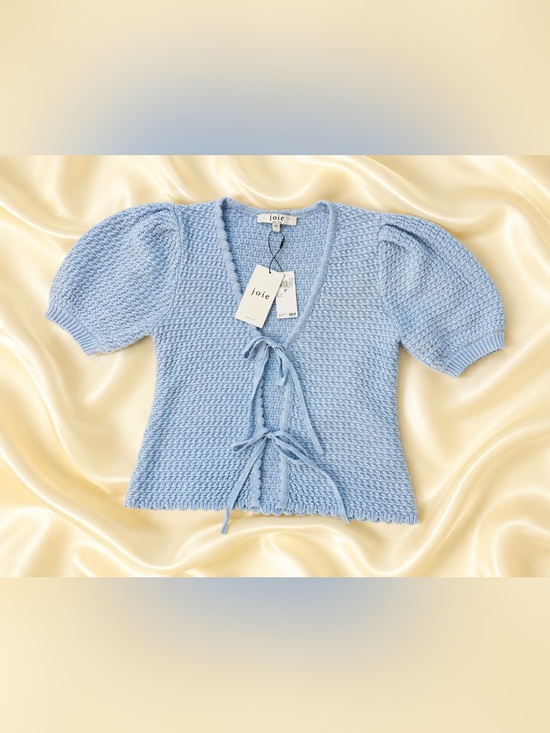 Joie Sweaters - Joie Pale Blue V-Neck Tie-Front Knit Sweater